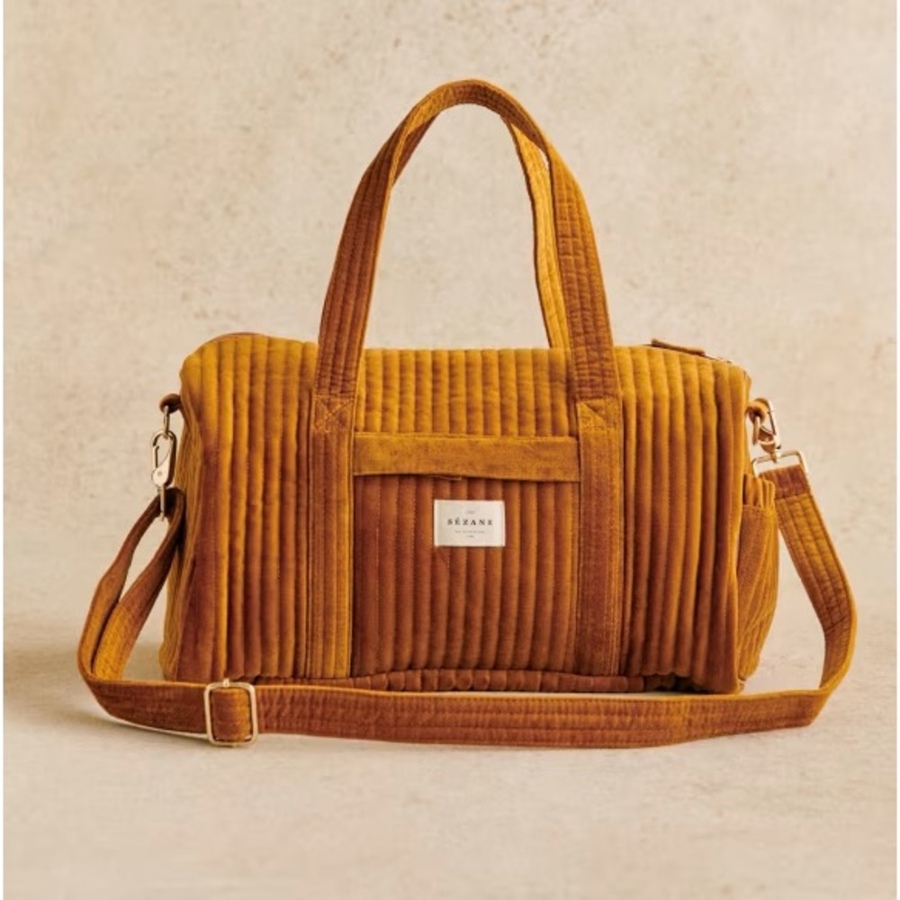 Sezane Velvet Travel Bag. Saffron Velvet